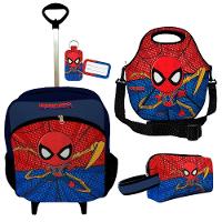 Kit Mochila Escolar Infantil Rodinhas Lancheira Estojo Isoprene Menino Aranha - 1