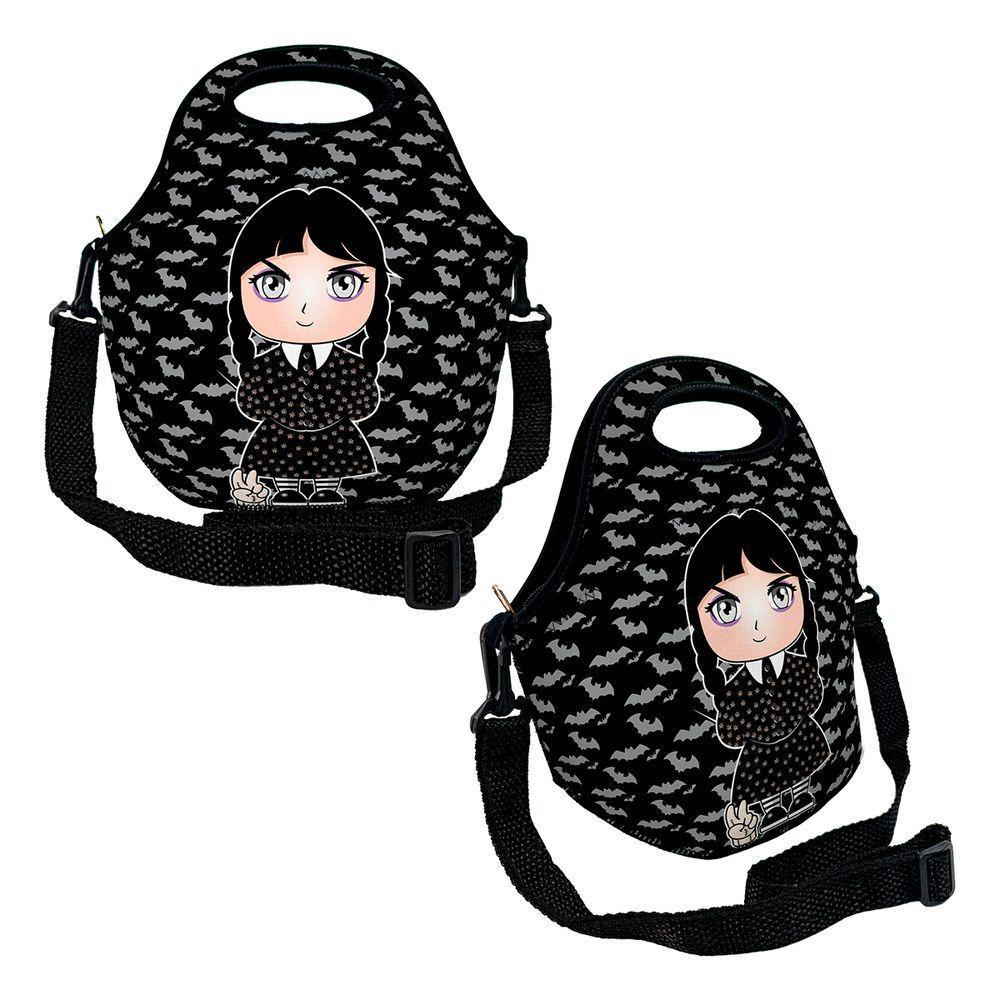 Kit Mochila Escolar Infantil Rodinhas Lancheira Estojo Isoprene Menina Addams - 3