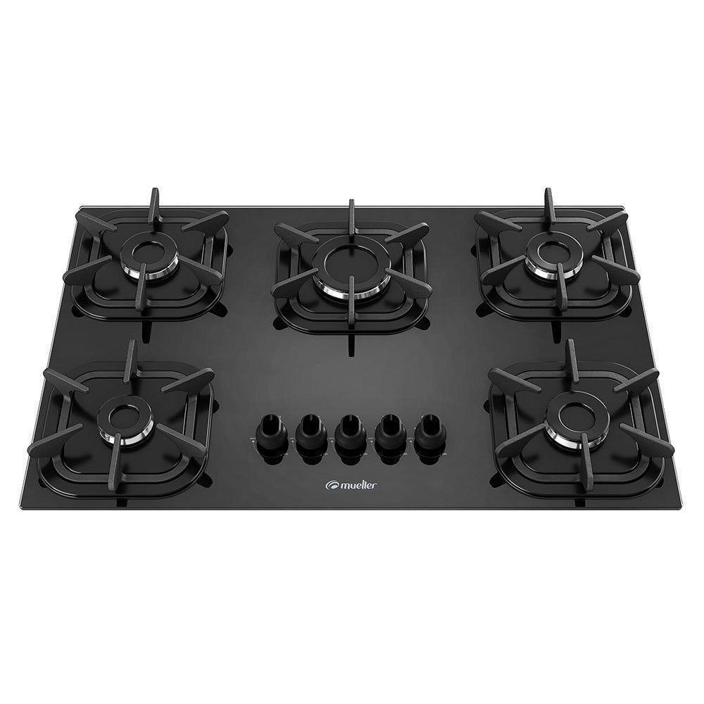Cooktop G4 Mueller 5 Bocas a Gás Vidro Temperado Preto Bivolt - 1