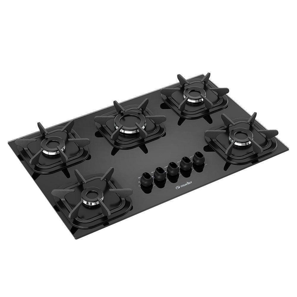 Cooktop G4 Mueller 5 Bocas a Gás Vidro Temperado Preto Bivolt - 2