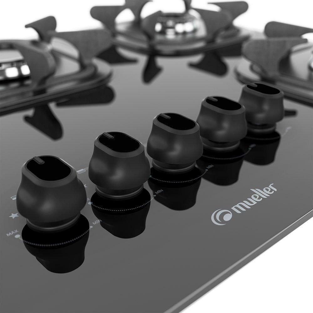 Cooktop G4 Mueller 5 Bocas a Gás Vidro Temperado Preto Bivolt - 3
