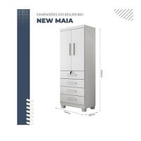 Guarda Roupa New Maia 2 Portas 4 Gavetas Com Chave Benetil Móveis Branco - 3
