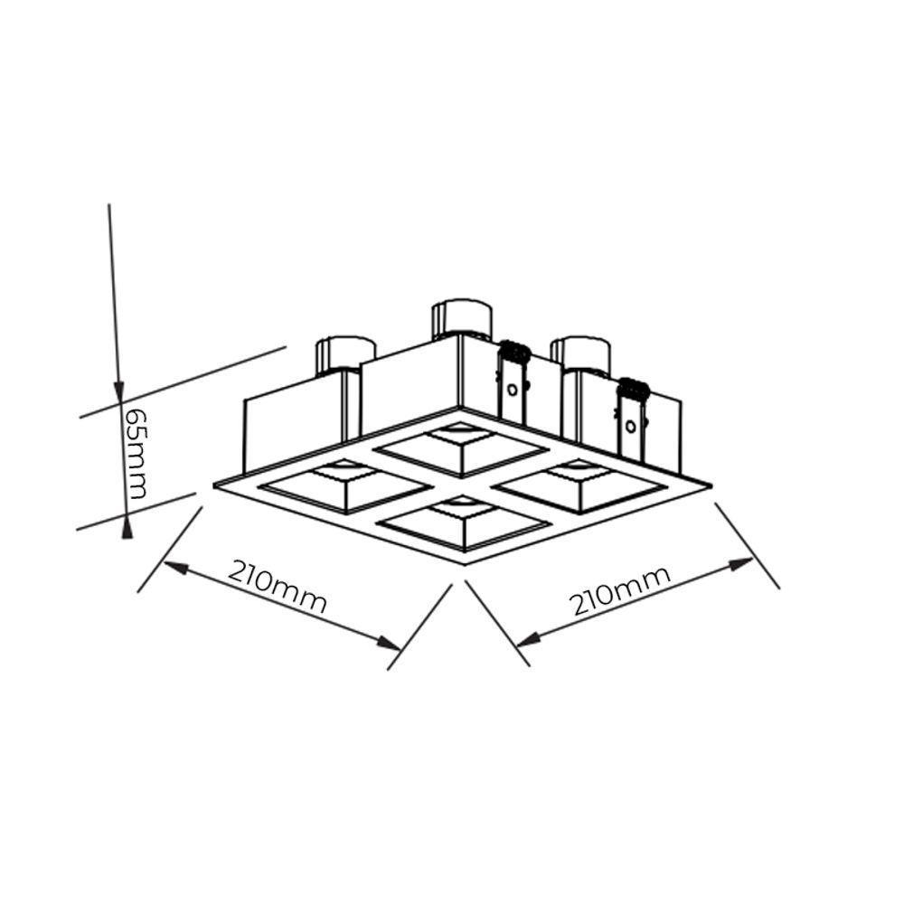Spot De Embutir Newline Flat Para 4 Lâmpadas Par 20 E27 Bivolt Preto - 2