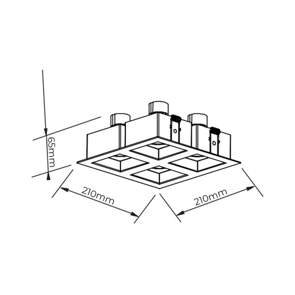 Spot De Embutir Newline Flat Para 4 Lâmpadas Par 20 E27 Bivolt Preto - 4