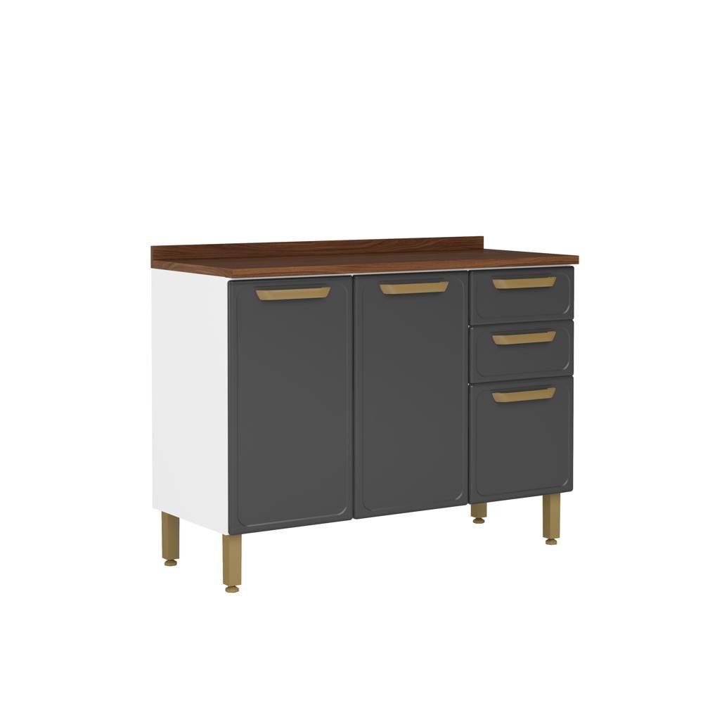 Cozinha Completa Aço com Portas Vidro Bella Bertolini - Grafite/Branco - 5