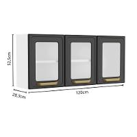 Cozinha Completa Aço com Portas Vidro Bella Bertolini - Grafite/Branco - 7