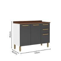 Cozinha Completa Aço com Portas Vidro Bella Bertolini - Grafite/Branco - 9