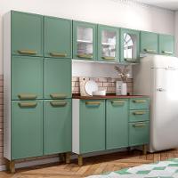 Cozinha Completa 100% Aço 14 Portas 2 Gavetas Bella Bertolini - Verde/Branco - 1