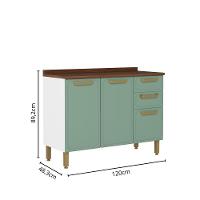 Cozinha Completa 100% Aço 14 Portas 2 Gavetas Bella Bertolini - Verde/Branco - 9