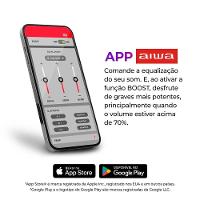 Torre de Som Aiwa T2W-02 2300W, 2 Woofers de 10\", Bluetooth, RGB, USB, FM, DJ, Bivolt