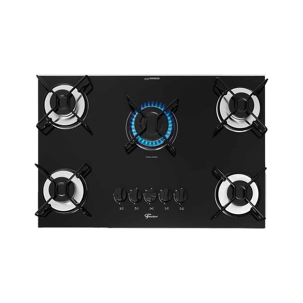 Cooktop 5 Bocas Fit Line Fischer Preto Bivolt - 2