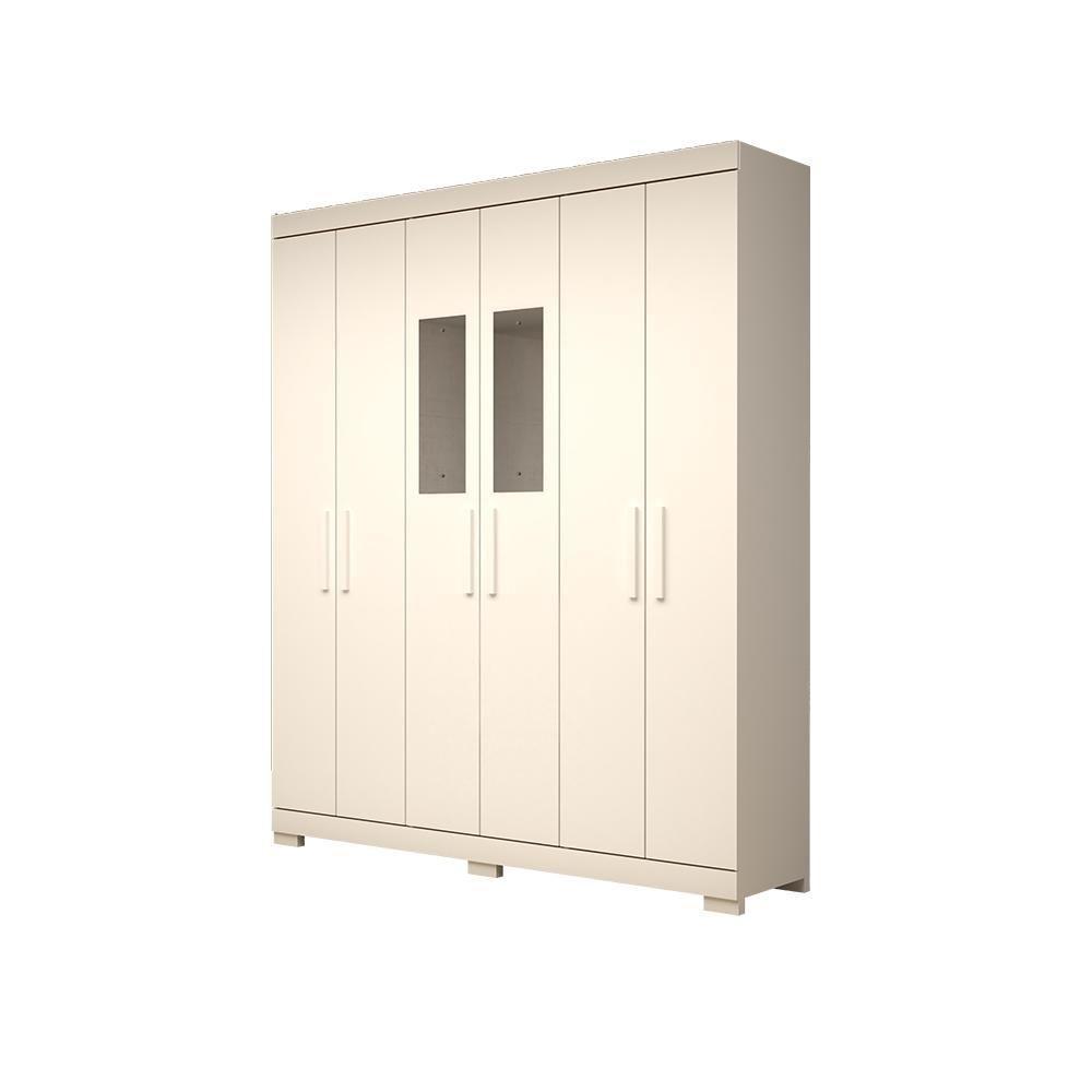 Guarda Roupa Casal Canadá Com Espelho 6 Portas 100% Mdf Linhamobília Branco - 4