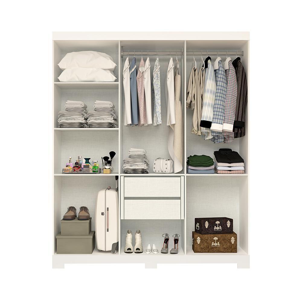 Guarda Roupa Casal Canadá Com Espelho 6 Portas 100% Mdf Linhamobília Branco - 7