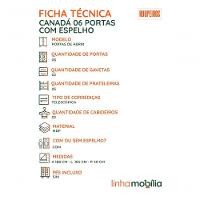 Guarda Roupa Casal Canadá Com Espelho 6 Portas 100% Mdf Linhamobília Branco - 6
