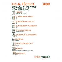 Guarda Roupa Casal Canadá Com Espelho 4 Portas Linhamobília Branco - 7
