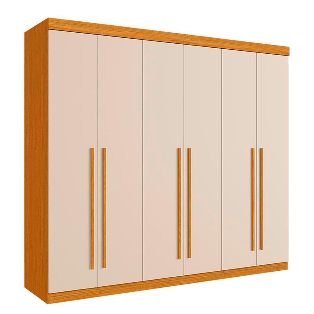 Guarda Roupa De Casal Uruguai 6 Portas 100% Mdf Linhamobília Cinamomo Off White - 1