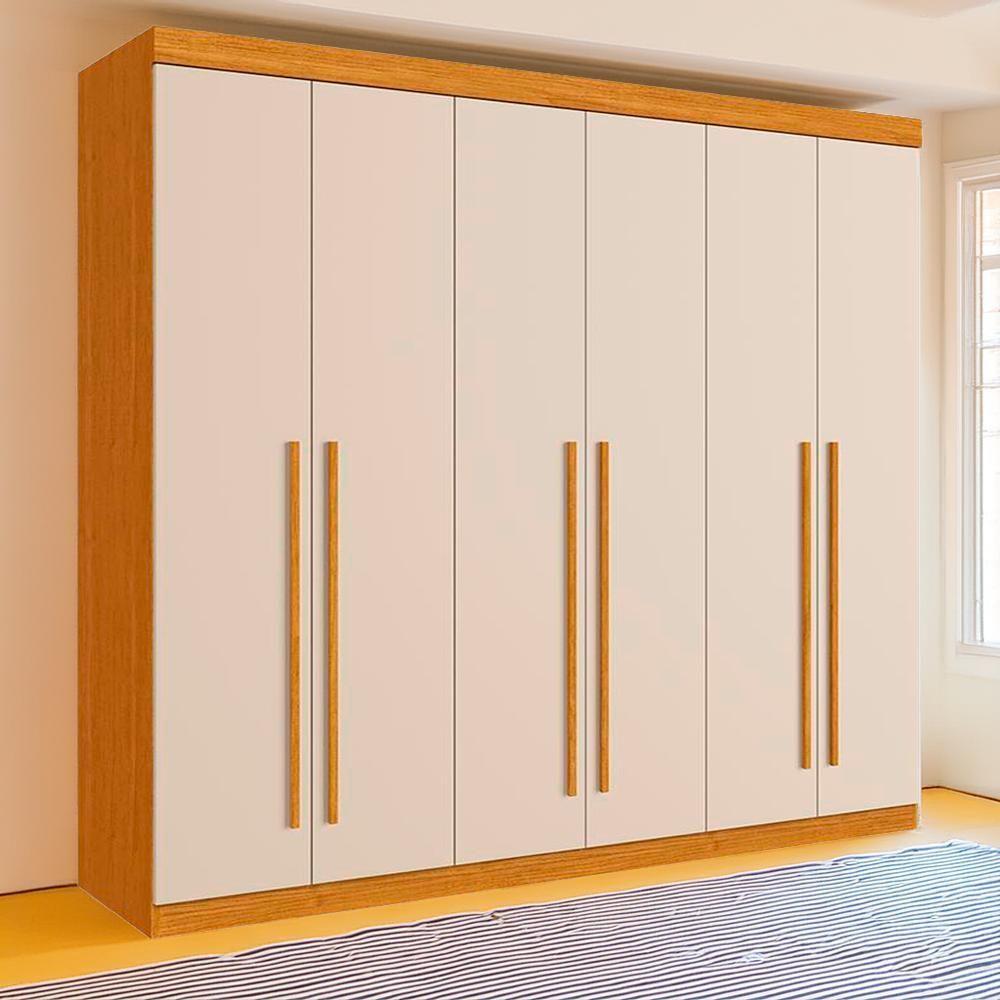 Guarda Roupa De Casal Uruguai 6 Portas 100% Mdf Linhamobília Cinamomo Off White - 2