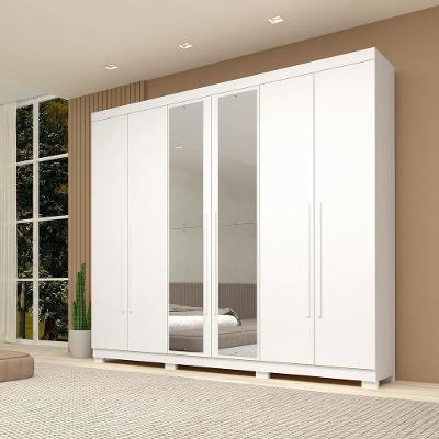 Guarda Roupa Casal Itália 6 Portas Com Espelho 100% Mdf Linhamobília Branco
