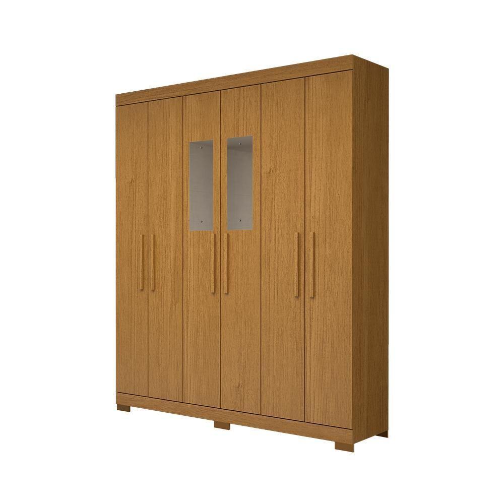 Guarda Roupa Casal Canadá Com Espelho 6 Portas Linhamobília Cinamomo - 4