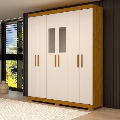 Guarda Roupa Casal Canadá Com Espelho 6 Portas Linhamobília Cinamomo Off White