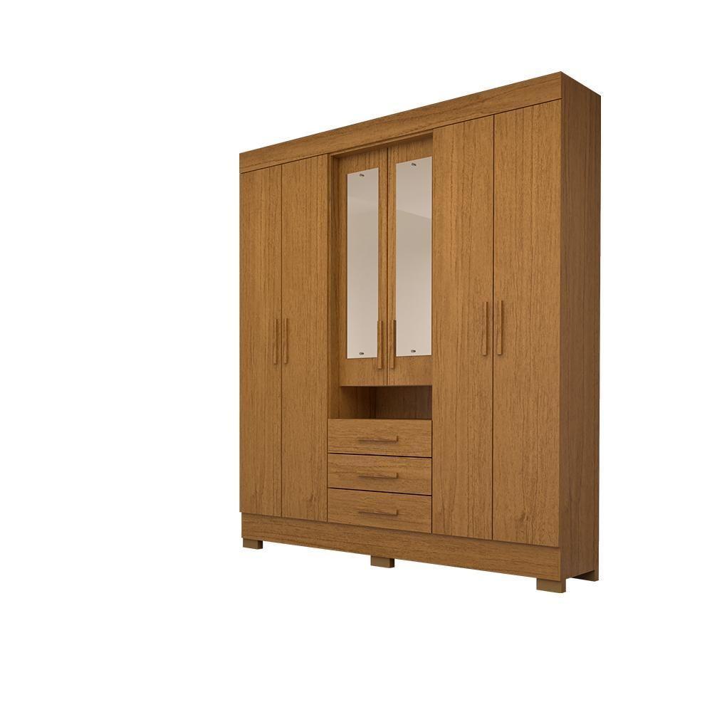 Guarda Roupa Casal Bolívia Com Espelho 6 Portas 100% Mdf Linhamobília Cinamomo - 2