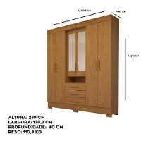 Guarda Roupa Casal Bolívia Com Espelho 6 Portas 100% Mdf Linhamobília Cinamomo - 3
