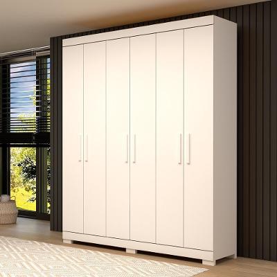 Guarda Roupa Casal Canadá 6 Portas 2 Gavetas Azul Branco 100% MDF Linhamobília
