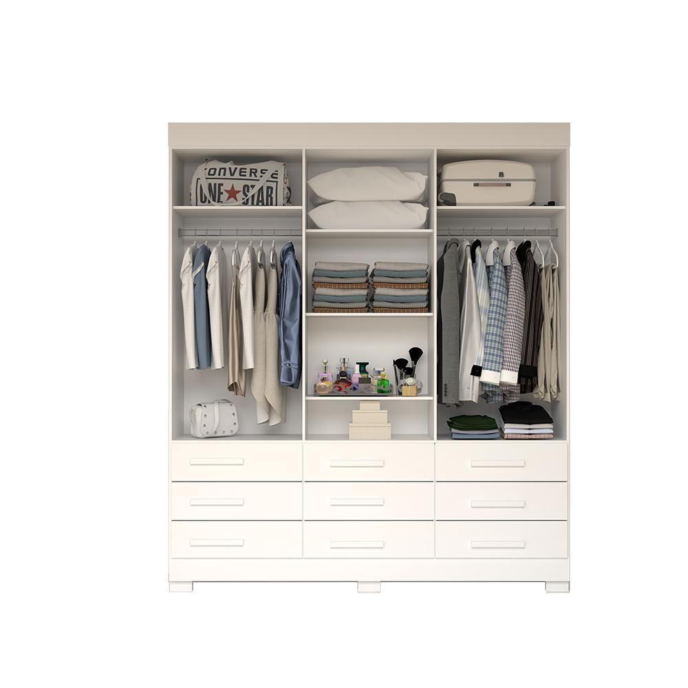 Guarda Roupa Casal Bolívia Com Espelho 6 Portas 9 Gavetas 100% Mdf Linhamobília Branco - 4