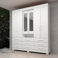 Guarda Roupa Casal Bolívia Com Espelho 6 Portas 9 Gavetas 100% Mdf Linhamobília Branco - 1