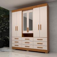 Guarda Roupa Casal Bolívia Com Espelho 6 Portas 9 Gavetas 100% Mdf Linhamobília Cinamomo Off White - 1