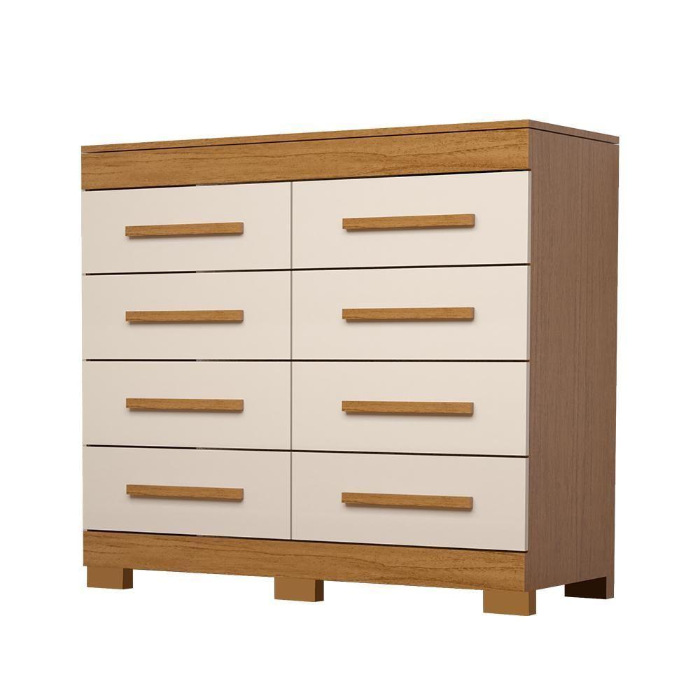 Cômoda Índia 08 Gavetas 100% Mdf Linhamobília Cinamomo Off White - 2