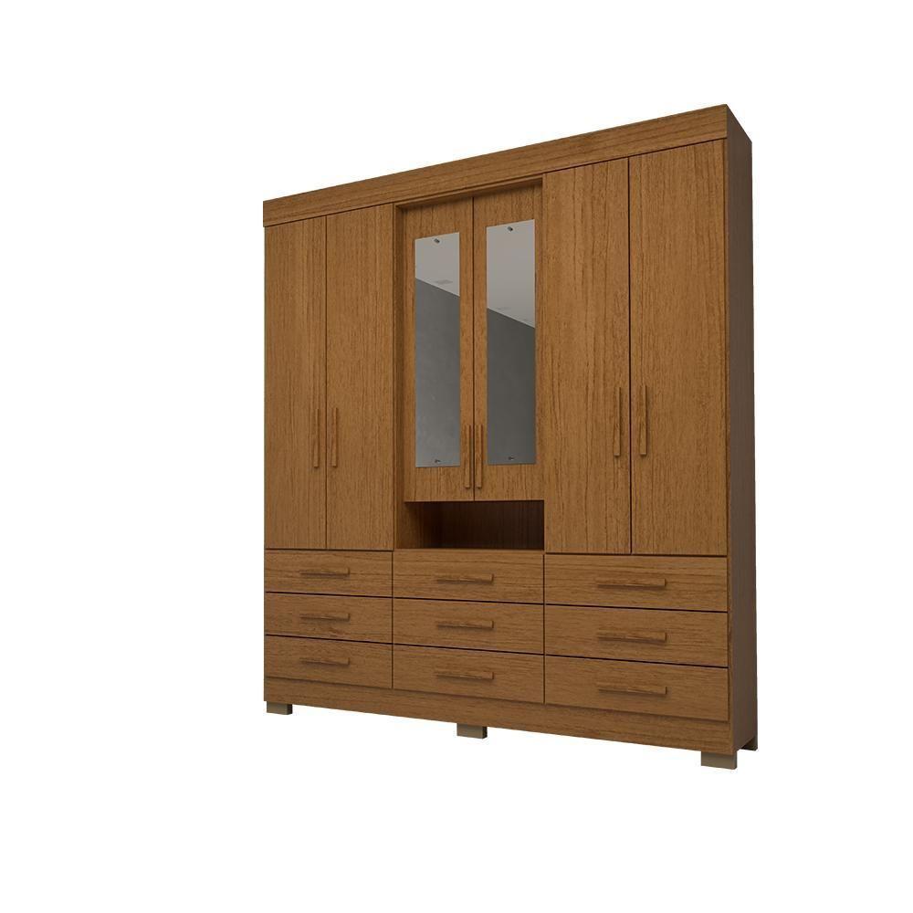 Guarda Roupa Casal Bolívia Com Espelho 6 Portas 9 Gavetas 100% Mdf Linhamobília Cinamomo - 4