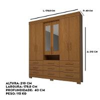 Guarda Roupa Casal Bolívia Com Espelho 6 Portas 9 Gavetas 100% Mdf Linhamobília Cinamomo - 3