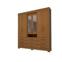 Guarda Roupa Casal Bolívia Com Espelho 6 Portas 9 Gavetas 100% Mdf Linhamobília Cinamomo