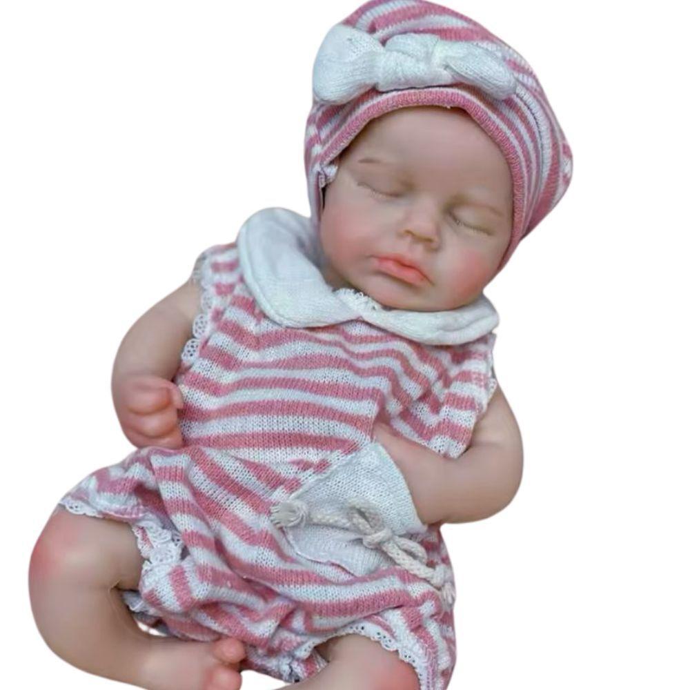 Bebê Reborn Menina Toda De Silicone Sólido Artesanal Olhos Fechados Cabelo Implantado Fio A Fio - 1