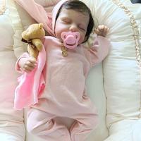 Bebê Reborn Menina Olhos Fechados Cabelo Fio A Fio Macio Corpo De Pano Macio Artesanal - 8