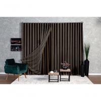 Cortina Microfibra Com Voil 2,80x2,30 Para Trilho Duplo marrom-escuro - 3
