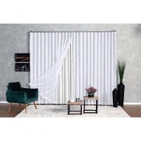Cortina Microfibra Com Voil 2,80x2,30 Para Trilho Duplo branco - 2