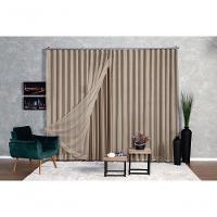 Cortina Microfibra Com Voil 2,80x2,30 Para Trilho Duplo avelã - 3