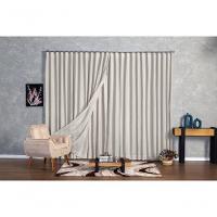 Cortina Microfibra Com Linho 3,00x2,30 Para Trilho Suíço palha - 3
