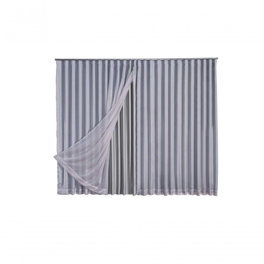 Cortina Blackout Com Voil 6,00x2,30 Para Trilho Suíço gelo - 1