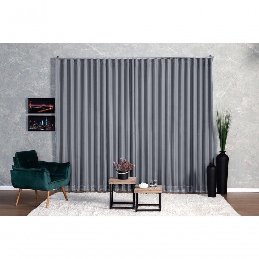 Cortina Blackout Com Voil 2,80x2,50 Para Trilho Suíço cinza - 2