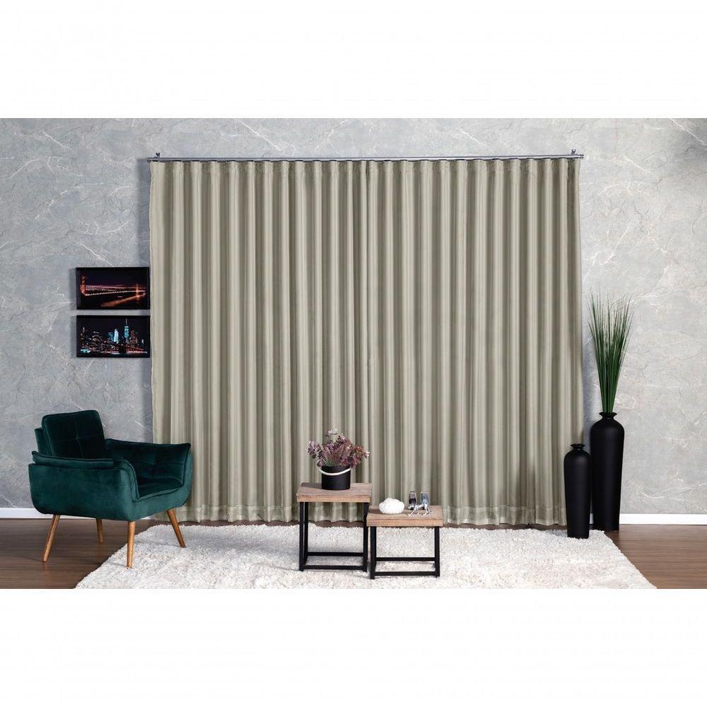 Cortina Blackout Com Voil 5,00x2,50 Para Trilho Suíço palha - 2