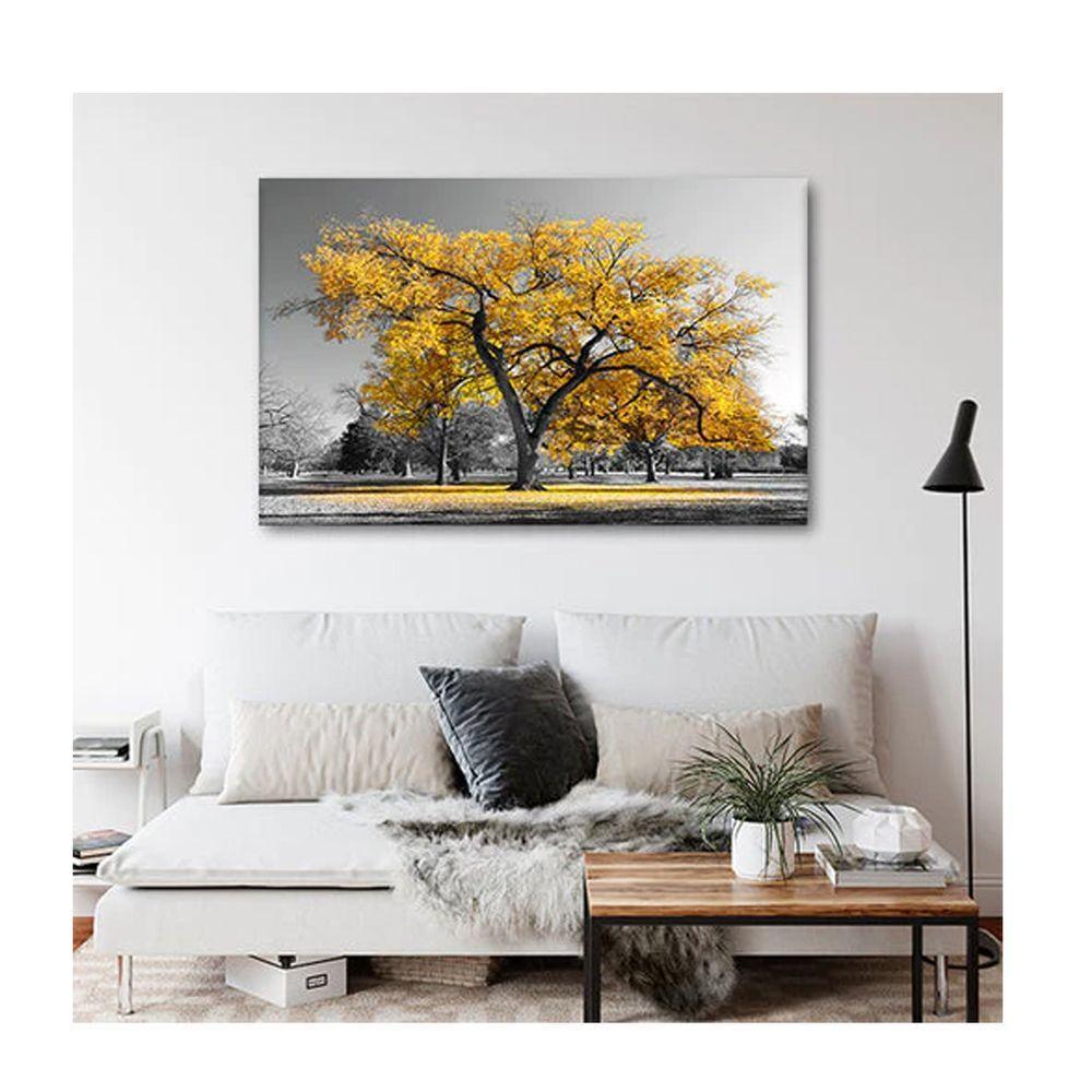Quadro Paisagens e Natureza Arvore Amarela C- Moldura Dourada e Vidro Tamanho 100 X 70cm - 3