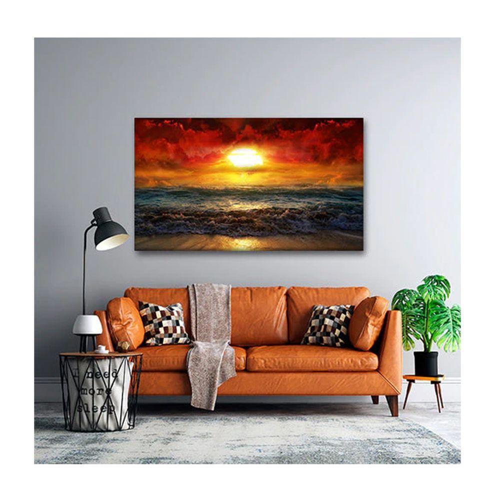 Quadro Paisagens e Natureza Beautiful Sunset C- Moldura Dourada e Vidro Tamanho 100 X 70cm - 2