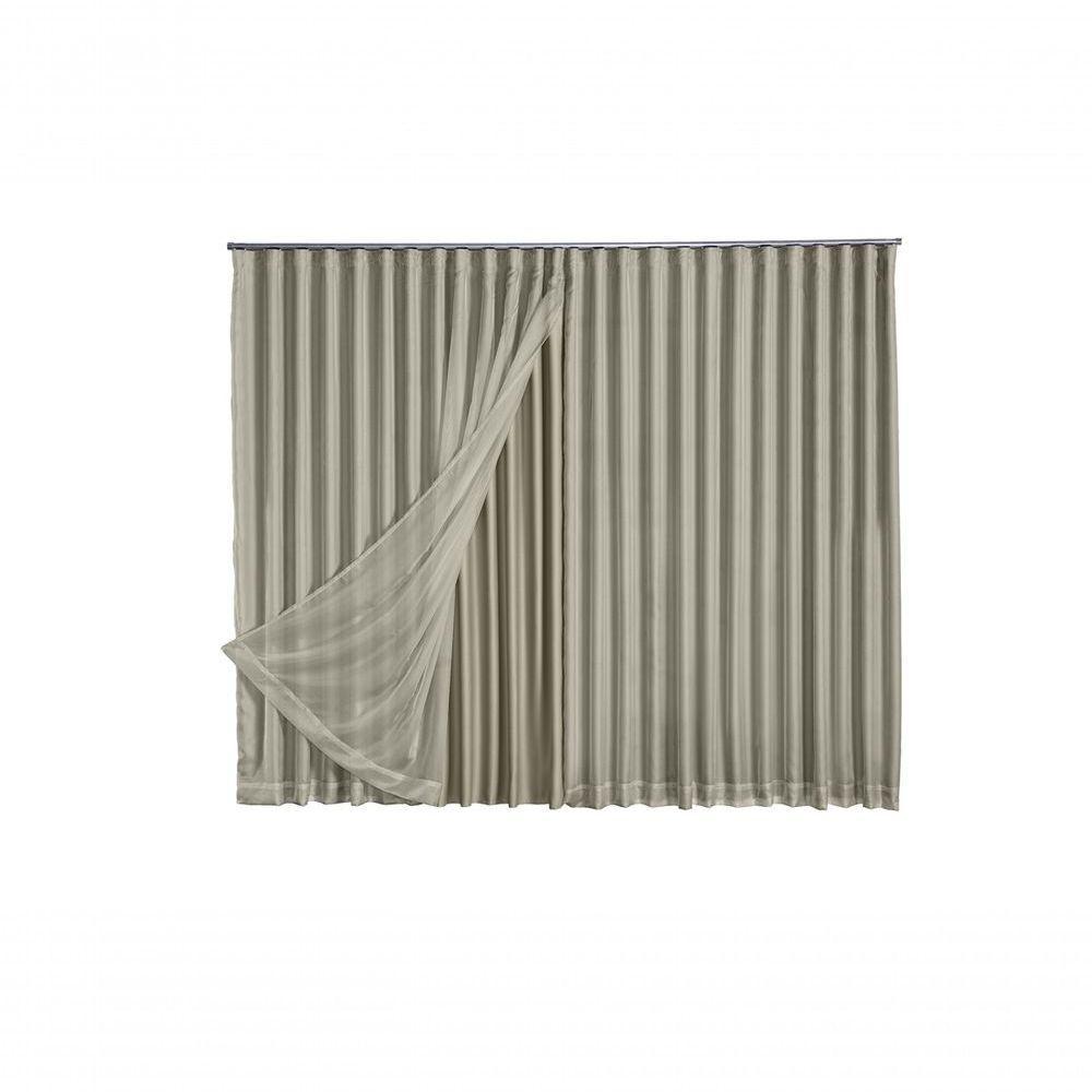Cortina Microfibra Com Voil 2,80x2,30 Para Trilho Duplo palha - 1