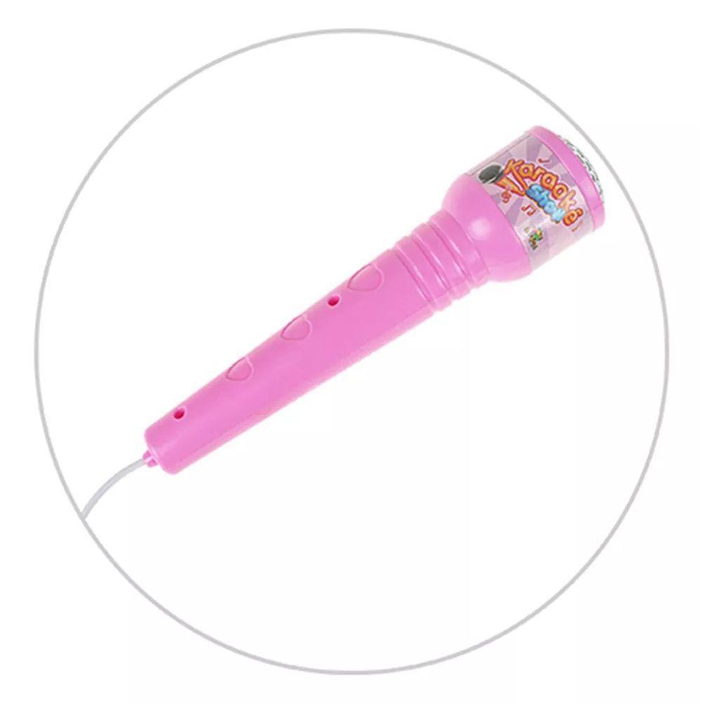 Microfone Karaokê Com Pedestral Use No Celular Luzes Menina Cantar Criança - 1
