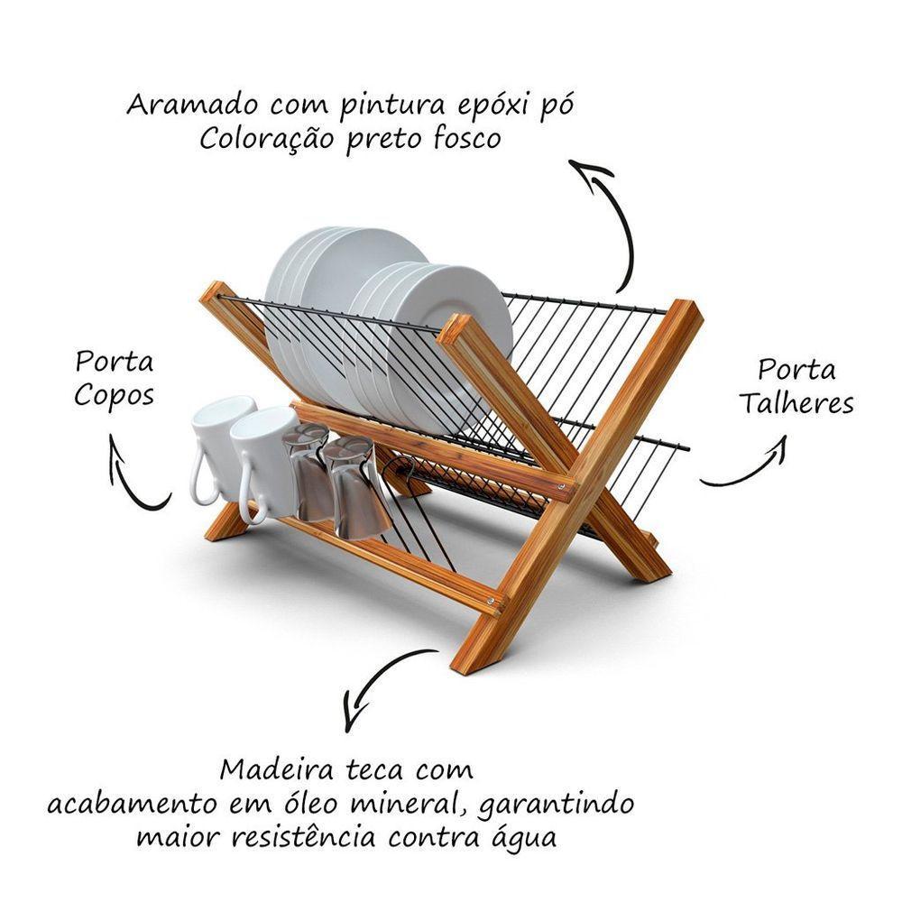 Escorredor De Madeira Teca Dobrável - Stolf - 3