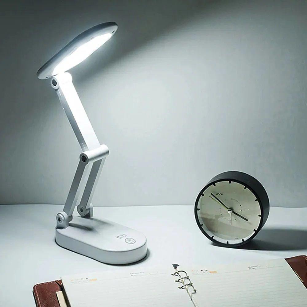 Luminaria De Mesa Touch Dobrável Abajur Sem Fio Led Articulada Recarregavel 3 Funções Iluminaçao Lampada - 3