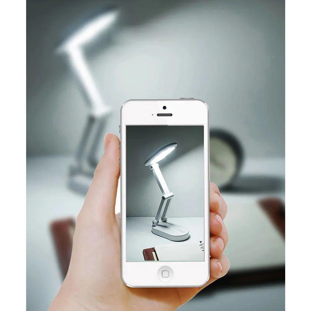 Luminaria De Mesa Touch Dobrável Abajur Sem Fio Led Articulada Recarregavel 3 Funções Iluminaçao Lampada - 5